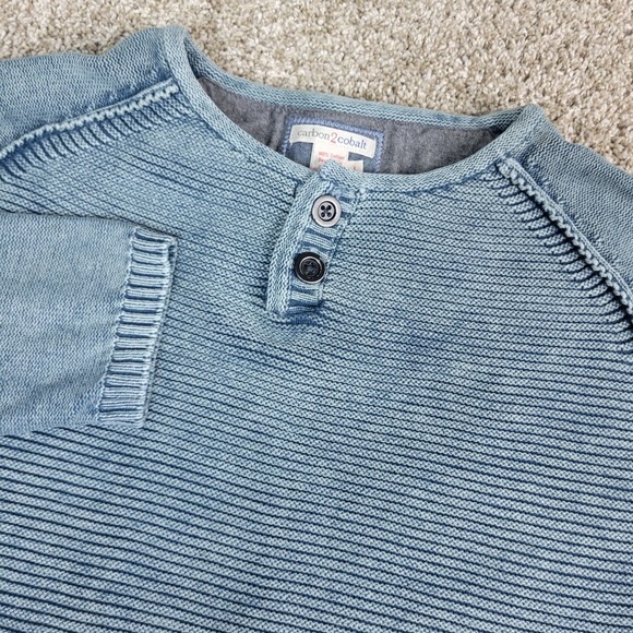 Carbon 2 Cobalt Other - Carbon 2 Cobalt Mens Large Blue Ribbed Henley Long Sleeve Heavy